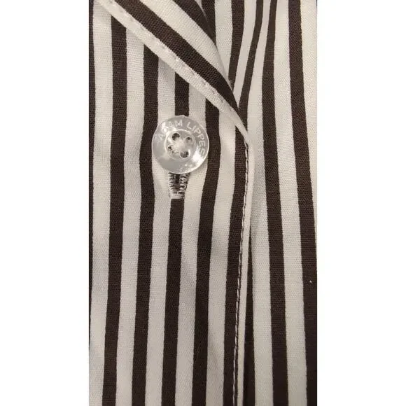 Adam lippes Poplin striped brown short sleeve blouse shirt 12 - Picture 3 of 11
